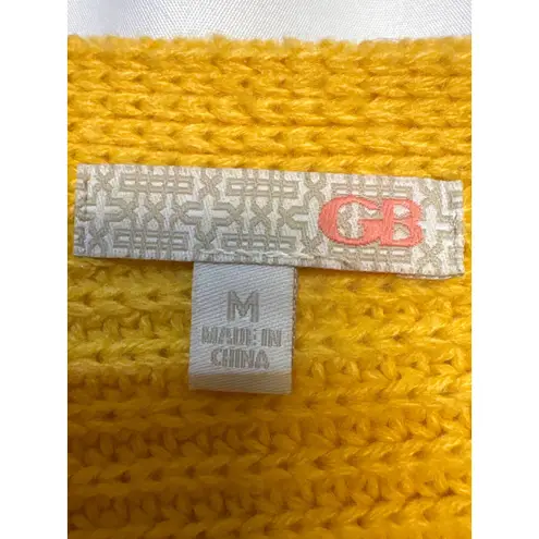 GB Medium Knit Cropped Sweater Pullover Boat Neck Long Sleeve Yellow