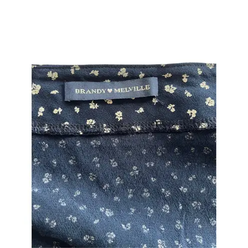 Brandy Melville  Genevieve Wrap Skirt Navy Floral Made In Italy One Size
