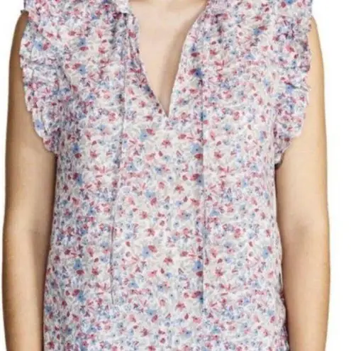 BB Dakota by Steve Madden Cream Flutter Sleeve Blouse with Ruffled Bib Collar Blue Size XL