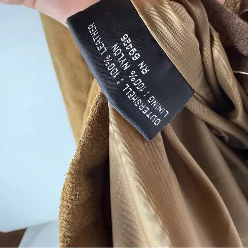 wilson's leather Vintage  Maxima Brown Suede Trench Coat with Braided Accents