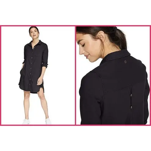 prAna New Womens NWT Yarrow Shirt Dress Black S Organic Buttons Pocket Hemp Cott