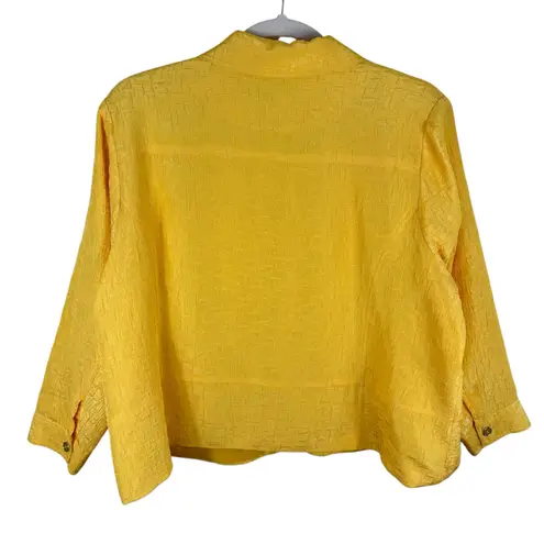 ELCC Bright Yellow Textured Collared Lightweight Lined Button Up Jacket Size 3X