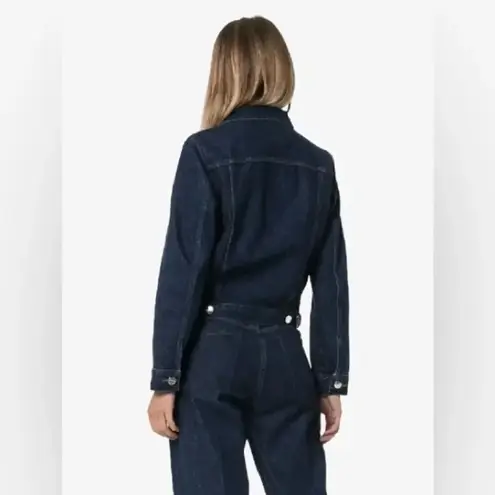 Goldsign The Pleat Cropped Denim Jacket size medium Blue