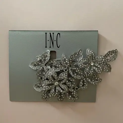 INC Crystal Hair Brooch Silver