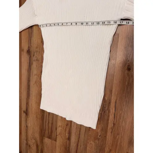 ANRABESS Ivory Ribbed Knit Sweater Pullover Mock Neck XS Soft Stretchy Size 0