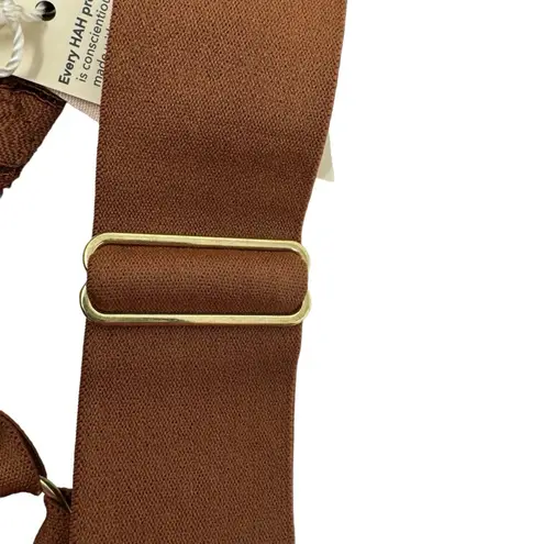 We Are HAH Groupie Triangle Bralette Milk Chocolate Lace Halter Open Back Size S Brown