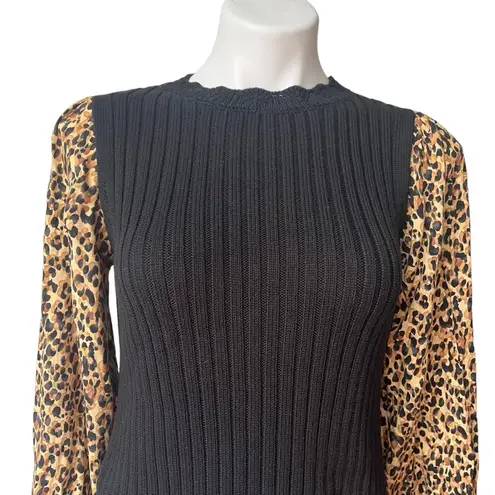 Current Air Cheetah Contrast Sweater Top