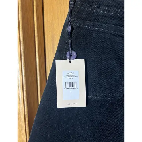 NYDJ High Rise Long Skirt Size 6 Fine Wale Corduroy Black Front Slit