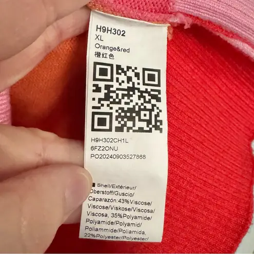 NWOT Women’s Striped Half Quarter Zip Long Sleeve Drop Shoulder Sweater Size XL Pink