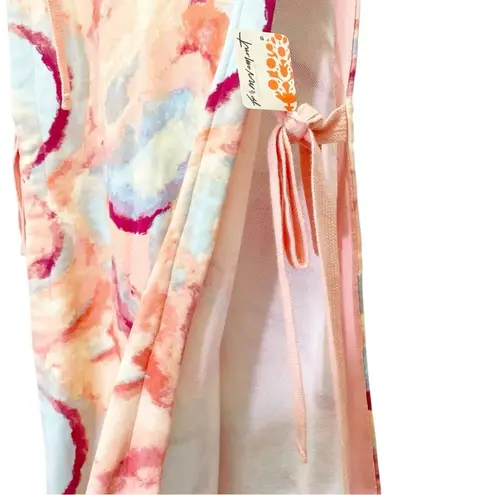 Free People NWT  Movement All That Hoodie Coverup Size XS Pink Swirl Sleeveless