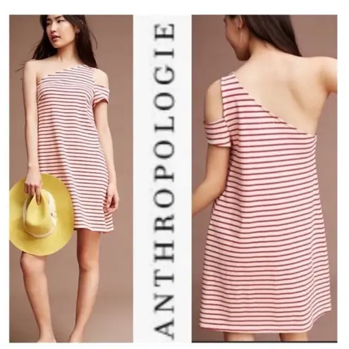 Maeve Anthropologie Striped Marketa One Shoulder Dress Striped Preppy Classic XS