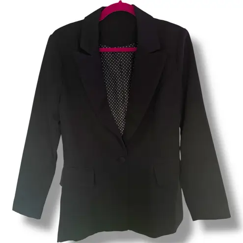 Women's Unbranded Black Blazer with White Polka Dot Lining
