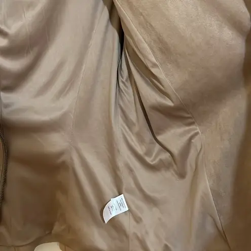 Adrienne Vittadini Tan Faux Suede Moto Jacket