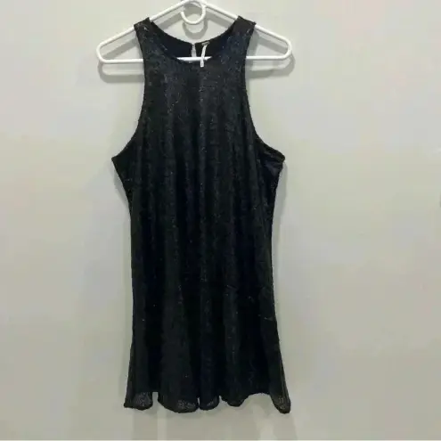 Free People  blue sequin liquid shine mini dress M concert cocktail party