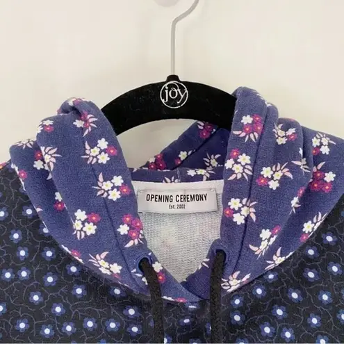 Opening Ceremony Contrast Floral Print Drawstring Sweatshirt Blue Size S $250