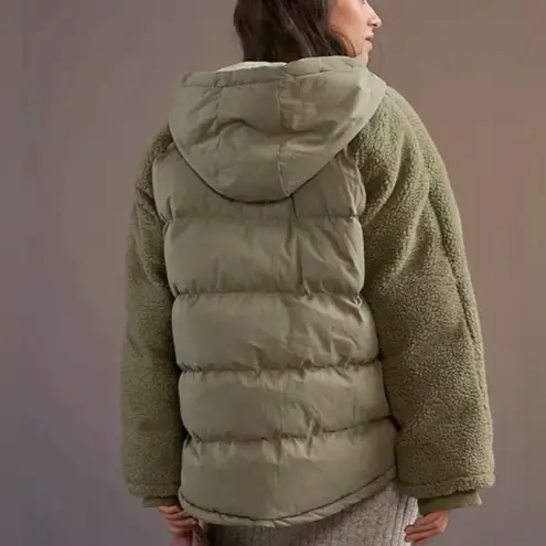 NWT Anthropologie Pilcro Swing Puffer Jacket Moss Green Size XS