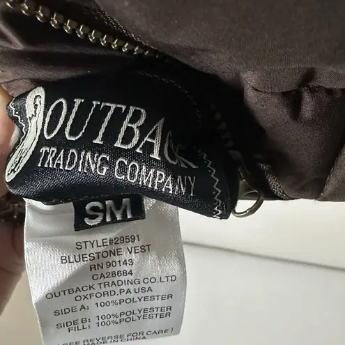 Outback Trading Company Vest Teal Brown Floral Quilted Microsuede Grand Prix S/M Size undefined