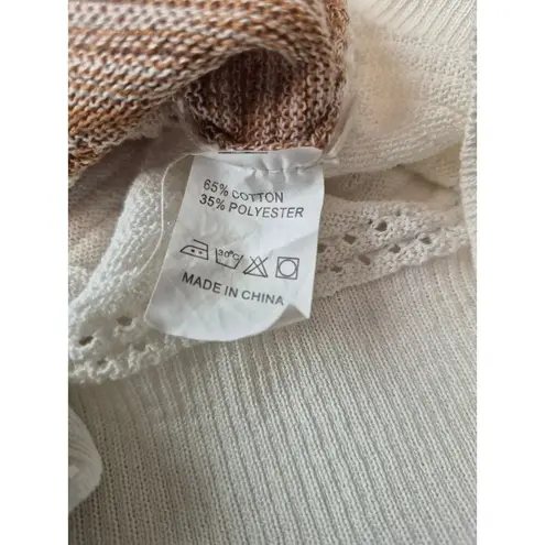 None Womens L Hoodie, lightweight Heathered Brown/White/Pink/Gray stripe