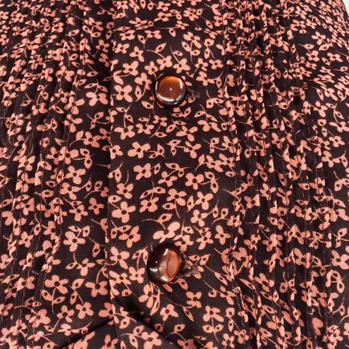 Vintage 90s Floral Print Skirt Set Matching Blouse & Midi Skirt Pink Maroon 8 P Purple