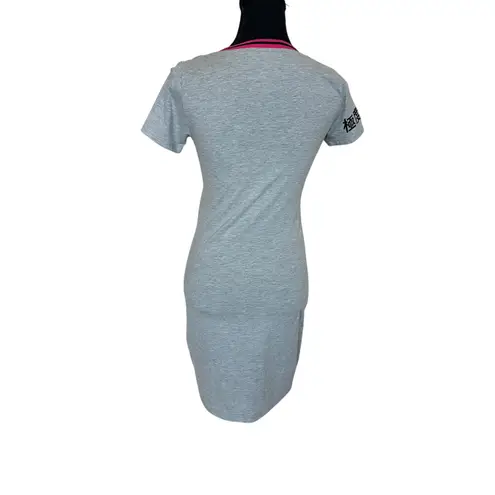 Superdry Gray Logo Ringer T-shirt Dress Size 6 Short Sleeve Y2K Bodycon Rare