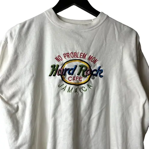 Hard Rock Cafe Oversized Jamaica T Shirt Womens White Medium M Embroidered Tee