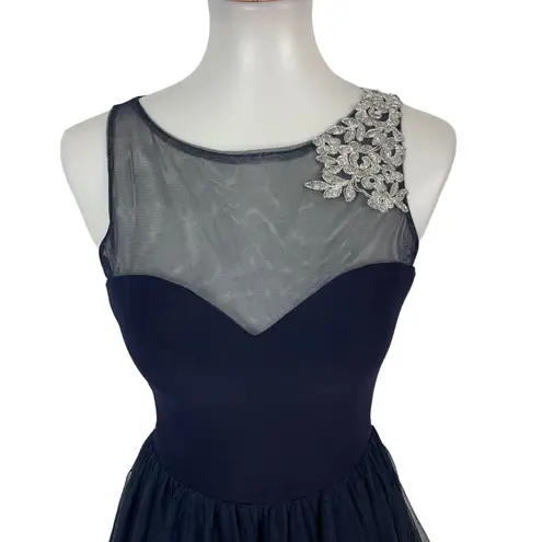 Blondie Nites  Prom Dress Womens 7 Navy Sleeveless Flare Formal Evening