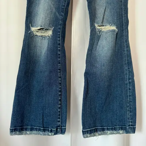 Vervet Dark Wash High Waisted Distressed Flared Crop 90s Style Y2K Jeans Size 26