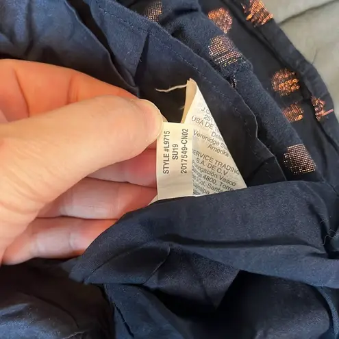 JCrew Factory Metallic Peplum Blouse Size Medium Blue