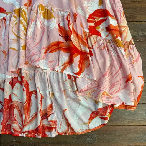 Abel the label Watercolor Tropical Floral Elastic Waist Midi Dress – Small 💛🍄 - Image 7