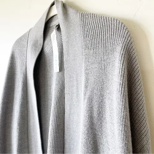 Lululemon  Merino Wool Blend Ribbed Long Wrap Sweater Cardigan Size 6 Gull Grey