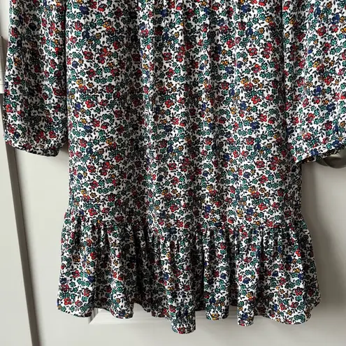 J.Crew  Fiery Sunset Floral Long Sleeve V-Neck Printed Flowy Dress Size XXS