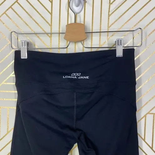 Lorna Jane 000Uniquely Mesh Hem Stripe Cropped Leggings in Black Size US Small