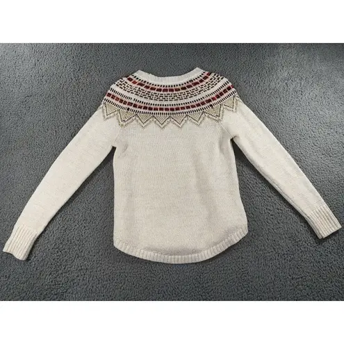 Loft  Sweater Women Small Petites Shimmer Fair Isle Long‎ Sleeve Holiday