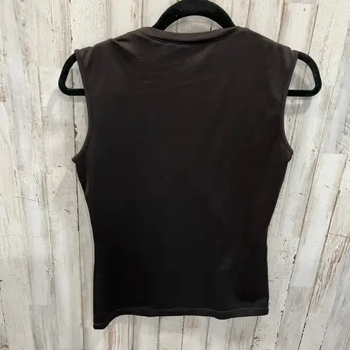 Y2K Brown Round Neck Sequin Tank Top Grunge Romcom Dragon Womens XS NY & Co