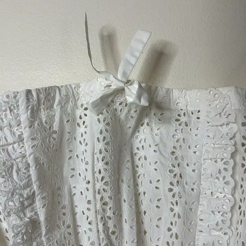 Rebecca Taylor ladies White Embroidered Lace Puff Sleeve eyelet blouse Top XS