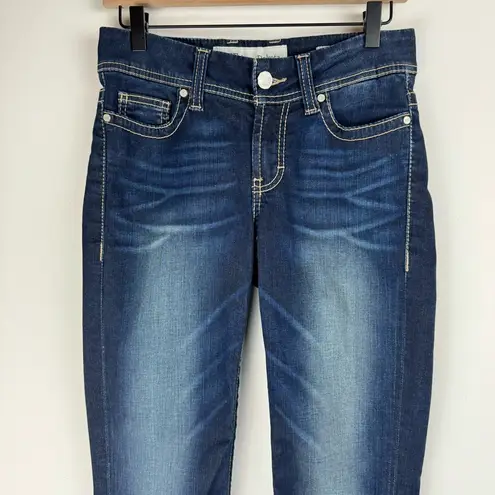 BKE Dakota Womens Dark Wash Bootcut Jeans Sz 25 Thick Stitching Stretch Denim