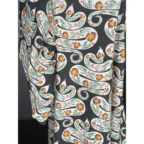 Kate Quinn floral snake retro flutter tunic top Women's size XXL Green