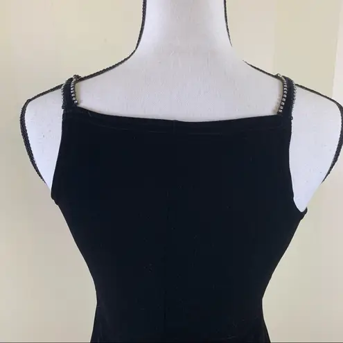 C.W. Designs Rhinestone Embellished Velvet Cocktail Dress Black Size M