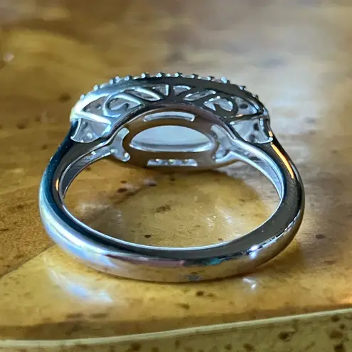 Natural Rainbow Moonstone Sterling Silver Ring Size 5.75