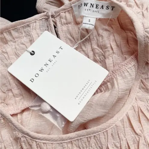 Downeast NWT Pleated Yoke Long Sleeve Blouse Light Beige Blush Size Small NEW