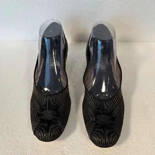 Prevata Mesh Womens 9 Shoes Black Gold Slip On Made in Italy 1