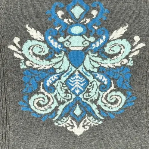 Telluride Sweater Womens XS Gray Blue Graphic Hoodie Knit Neutral Active Outdoor