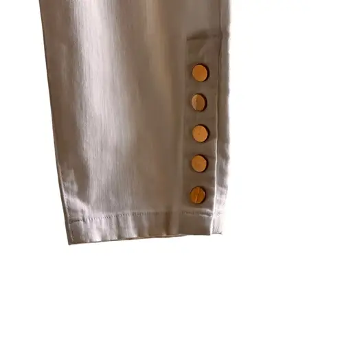 Thalia Sodi Size Lrg Stright Leg Gold Buttons Pockets Cotton Spandex Pants White