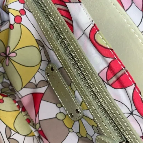 Kate Landry light green twist lock shoulder bag with silver hardware.