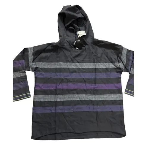 Lemlem 100% merino wool womens large lilac hooded poncho shirt NEW