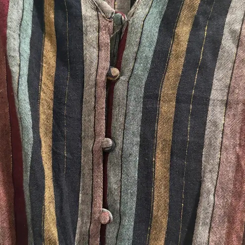 Rails Beaux Stripe Tie-waist Button-down Blouse Size XS blue purple