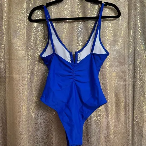 Bright Royal Blue V Neck Cutout One Piece Swimsuit Small NWOT