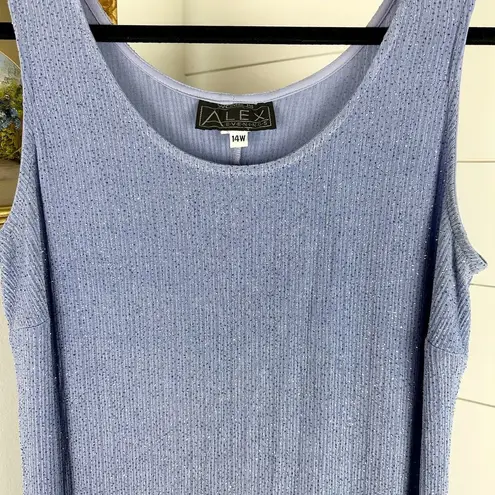 Alex Evenings Sparkly Evening Gown Size 14W Periwinkle Stretch Formal