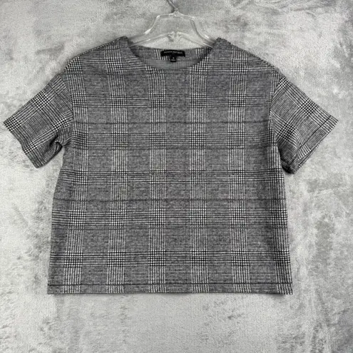 Banana Republic  Plaid Top Womens‎ Small Gray Glen Check Short Sleeve Minimalist