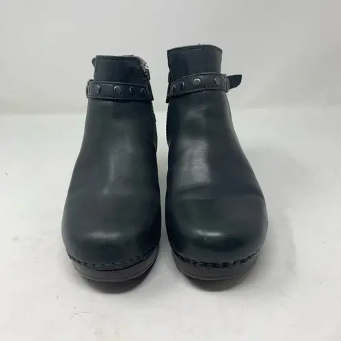 Sanita Dakota Size 39 Dark Pewter Charcoal Grey Leather Boots Ankle Booties Zip Gray